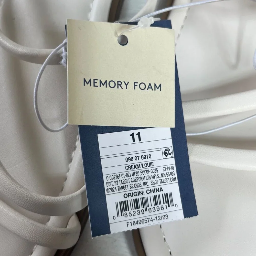 Universal Thread Louie Memory Foam Sandals Womens Cream Size 11 New Strappy - Picture 11 of 11